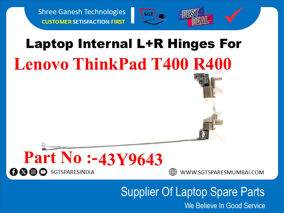 Laptop Internal L+R Hinges For Lenovo ThinkPad T400 R400 Part No -43Y9643