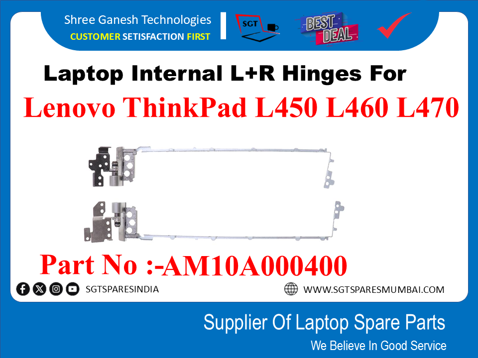 Laptop Internal L+R Hinges For Lenovo ThinkPad L450 L460 L470 Part No :-AM10A000400