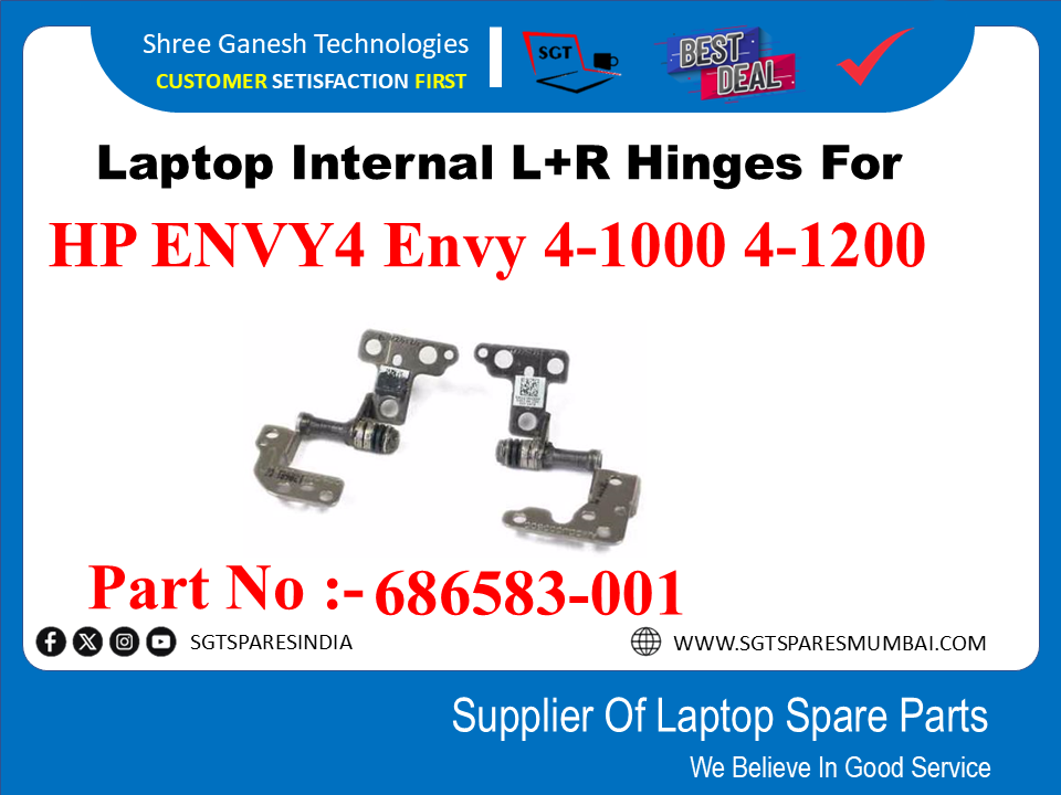 Laptop Internal L+R Hinges For HP ENVY4 Envy 4-1000 4-1200 Part No: -686583- 001