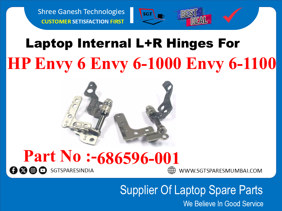 Laptop Internal L+R Hinges For HP Envy 6 Envy 6-1000 Envy 6-1100 Part No :-686596-001