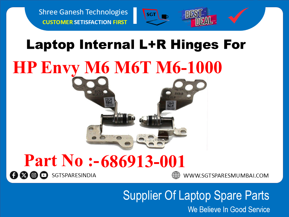 Laptop Internal L+R Hinges For HP Envy M6 M6T M6-1000 Part No :-686913-001