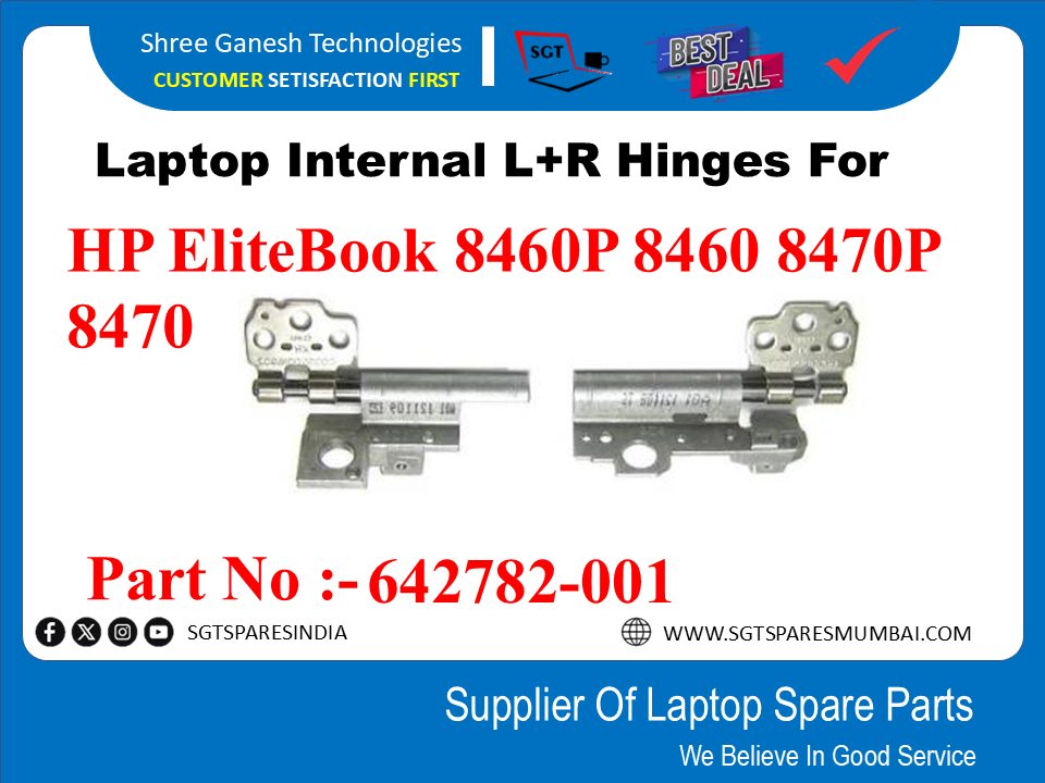 Laptop Internal L+R Hinges For HP EliteBook 8460P 8460 8470w 8470p  Part No :- 642782-001