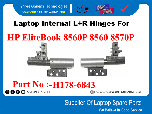 Laptop Internal L+R Hinges For HP EliteBook 8560P 8560 8570P Part No :-H178-6843