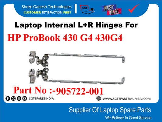 Laptop Internal L+R Hinges For HP ProBook 430 G4 430G4 Part No :-905722- 001