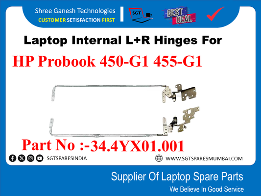 Laptop Internal L+R Hinges For HP Probook 450-G1 455-G1 Part No :-34.4YX01.001