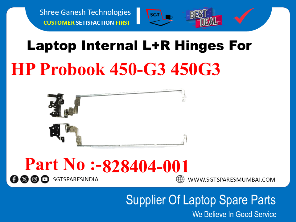 Laptop Internal L+R Hinges For HP Probook 450-G3 450G3 Part No :-828404-001