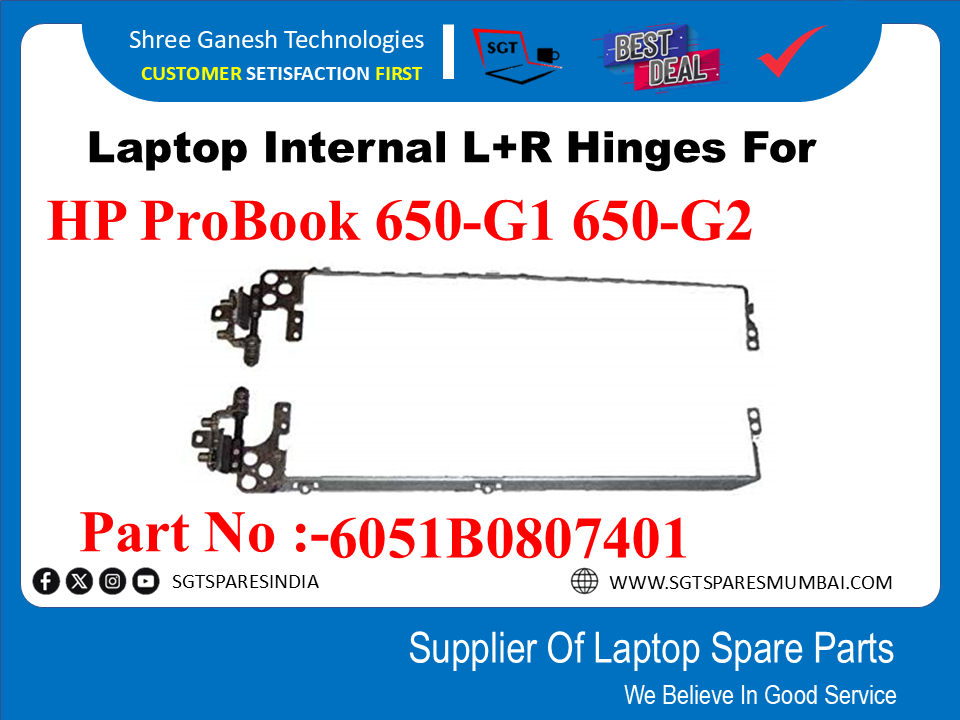 Laptop Internal L+R Hinges For HP ProBook 650-G1 650-G2 Part No :-6051B0807401