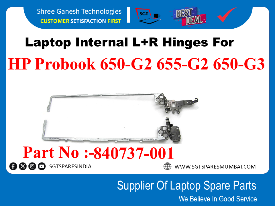 Laptop Internal L+R Hinges For HP Probook 650-G2 655-G2 650-G3 Part No :-840737-001