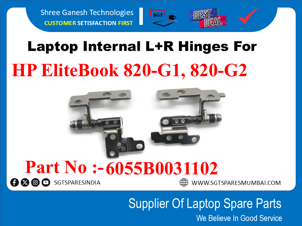 Laptop Internal L+R Hinges For HP EliteBook 820-G1, 820-G2 Part No :-6055B0031102