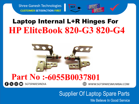 Laptop Internal L+R Hinges For HP EliteBook 820-G3 820-G4 Part No :-6055B