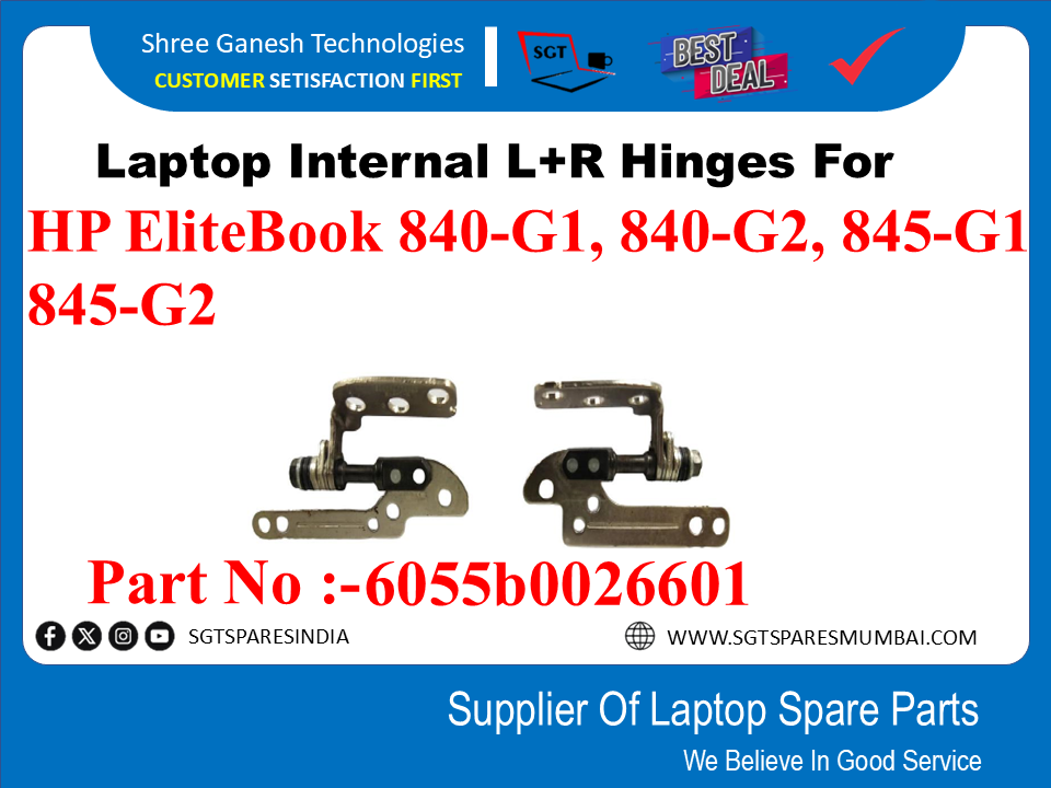 Laptop Internal L+R Hinges For HP EliteBook 840-G1, 840-G2, 845-G1, 845-G2 Part No :-6055b0026601