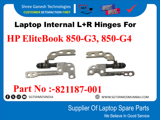 Laptop Internal L+R Hinges For HP EliteBook 850-G3, 850-G4 Part No :-821187-001