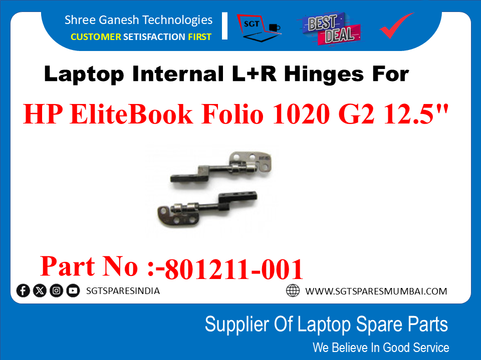 Laptop Internal L+R Hinges For HP EliteBook Folio 1020 G2 12.5" Part No :-801211-001