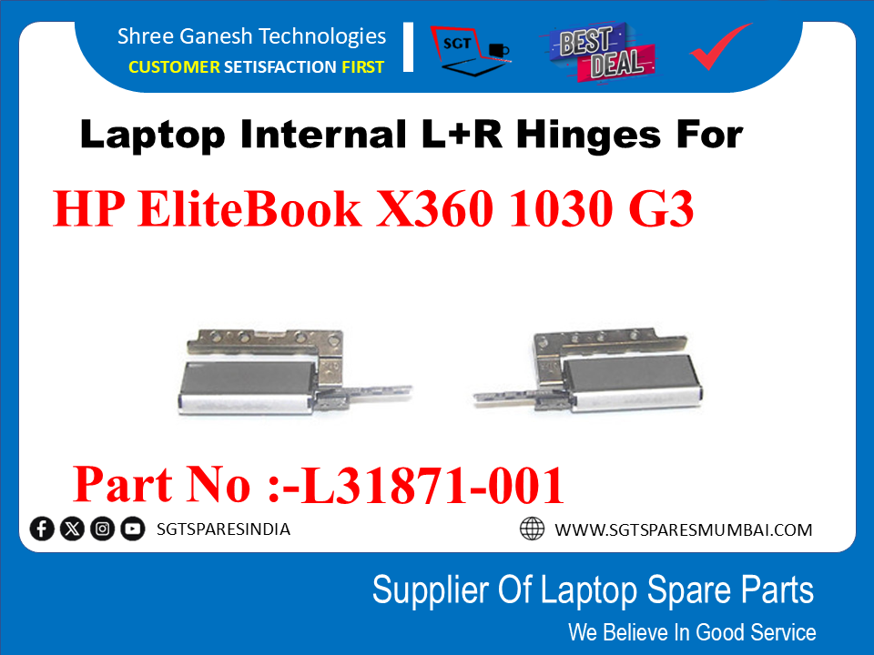 Laptop Internal L+R Hinges For HP EliteBook X360 1030 G3 Part No :-L31871-001