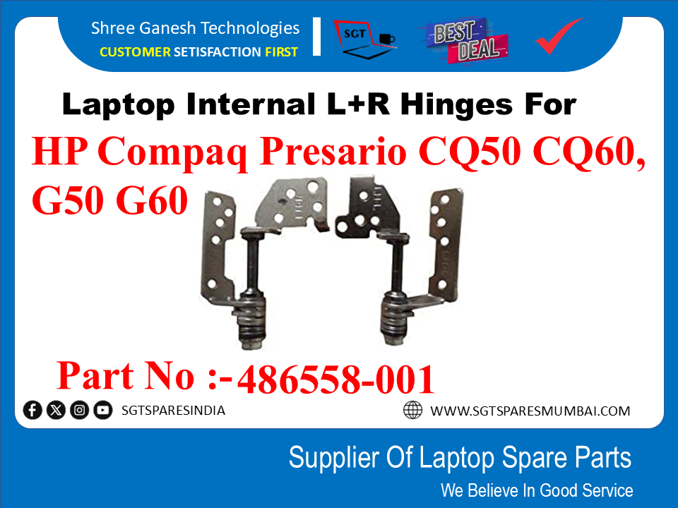 Laptop Internal L+R Hinges For HP Compaq Presario CQ50 CQ60, G50m G60 Part No :-486558-001