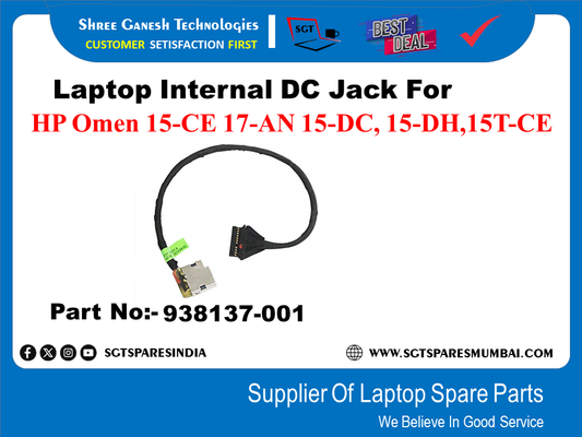 Laptop Internal DC Jack For HP Omen 15-CE 17-AN 15-DC, 15-DH,15T-CE Part No:- 938137-001