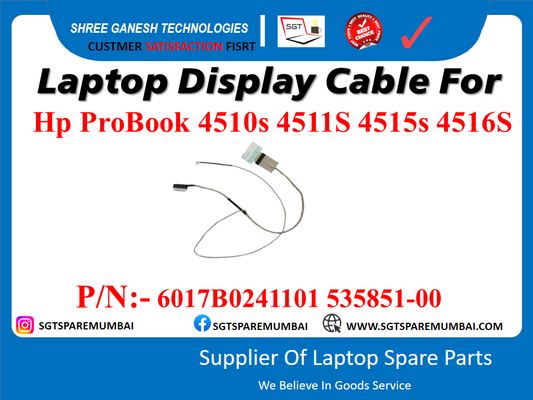 Laptop Display Cable For Hp ProBook 4510s 4511S 4515s 45165 P/N:- 6017B0241101 535851-00