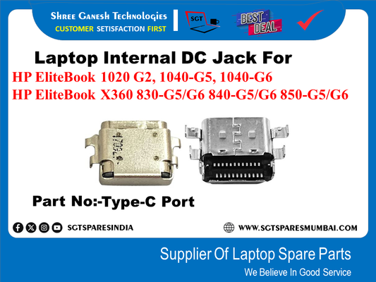 Laptop Internal DC Jack For HP EliteBook 1020 G2, 1040-G5, 1040-G6 HP EliteBook X360 830-G5/G6 840-G5/G6 850-G5/G6 Part No:-Type-C Port