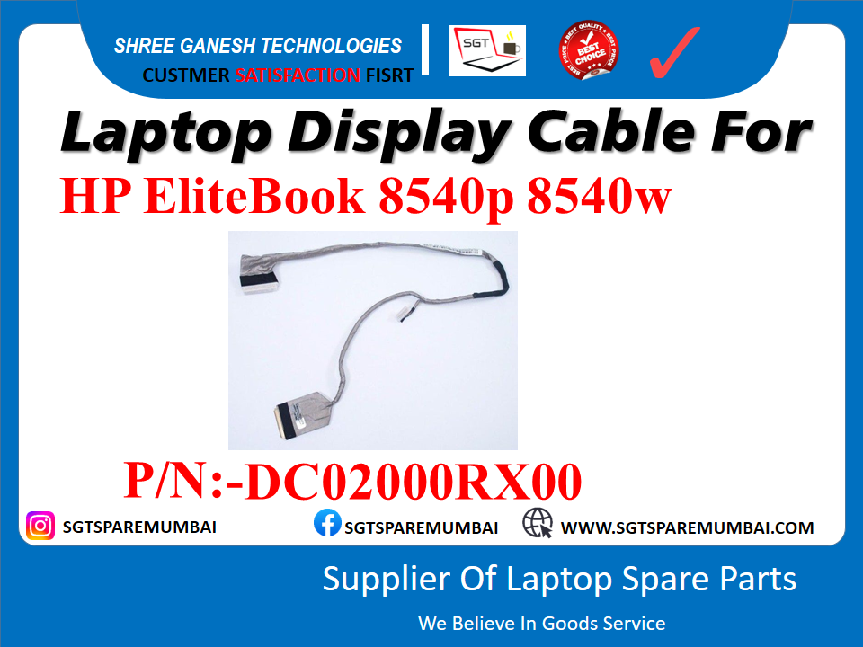 Laptop Display Cable For HP EliteBook 8540p 8540w P/N:-DC02000RX00