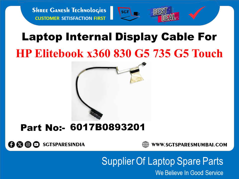 Laptop Internal Display Cable For HP Elitebook x360 830 G5 735 G5 Touch Part No:- 6017B0893201