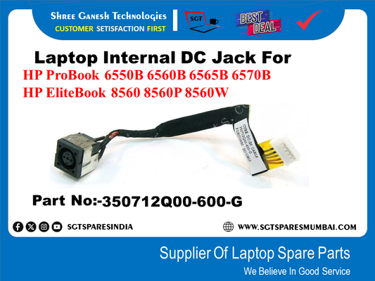 Laptop Internal DC Jack For HP ProBook 6550B 6560B 6565B 6570B HP EliteBook 8560 8560P 8560W Part No:-350712Q00-600-G