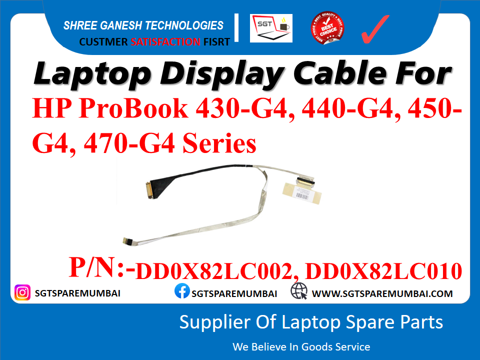 Laptop Display Cable For HP ProBook 430-G4, 440-G4, 450- G4, 470-G4 Series P/N:-DD0X82LC002, DD0X82LC010