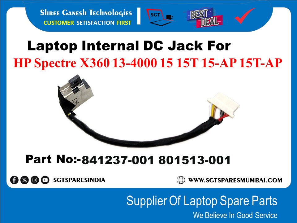 Laptop Internal DC Jack For HP Spectre X360 13-4000 15 15T 15-AP 15T-AP Part No:-841237-001 801513-001