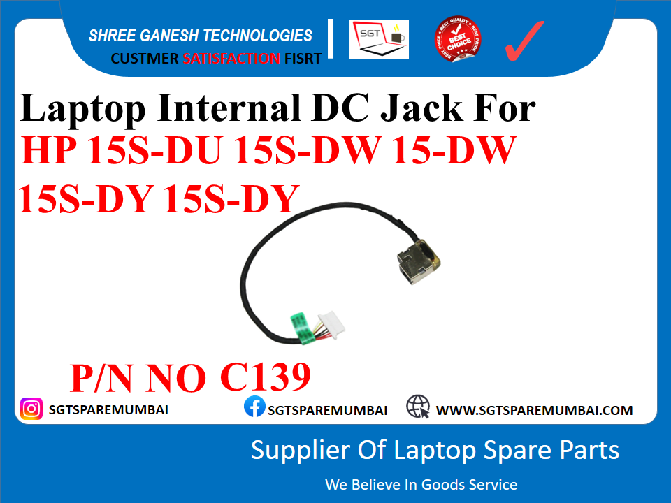 Laptop Internal DC Jack For HP 15S-DU 15S-DW 15-DW 15S-DY 15S-DY P/N NO C139