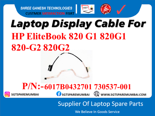 Laptop Display Cable For HP EliteBook 820 G1 820G1 820-G2 820G2 P/N:-6017B0432701 730537-001