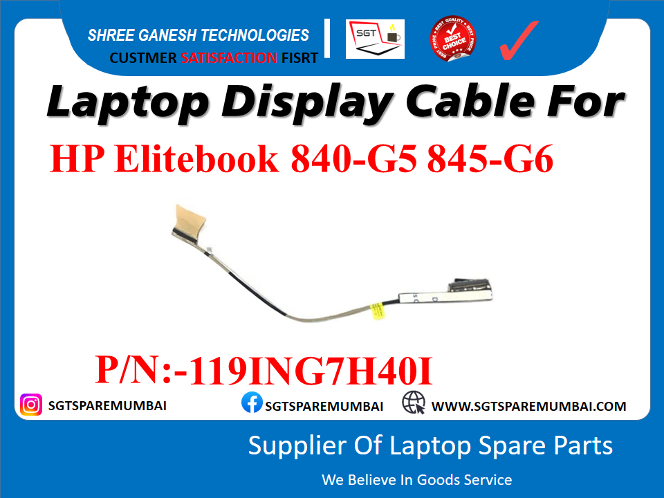 Laptop Display Cable For HP Elitebook 840-G5 845-G6 P/N:-119ING7H401