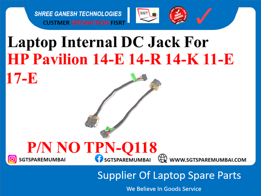 Laptop Internal DC Jack For HP Pavilion 14-E 14-R 14-K 11-E 17-E P/N NO TPN-Q118