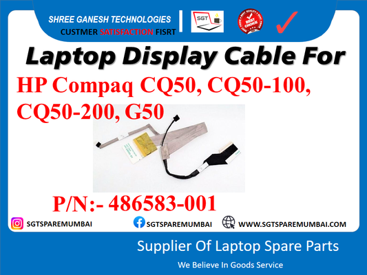 Laptop Display Cable For HP Compaq CQ50, CQ50-100, CQ50-200, G50 P/N:- 486583-001