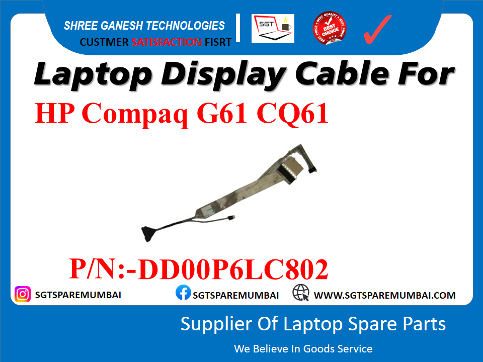 Laptop Display Cable For HP Compaq G61 CQ61 P/N:-DD00P6C802