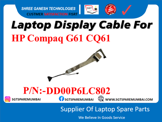 Laptop Display Cable For HP Compaq G61 CQ61 P/N:-DD00P6C802