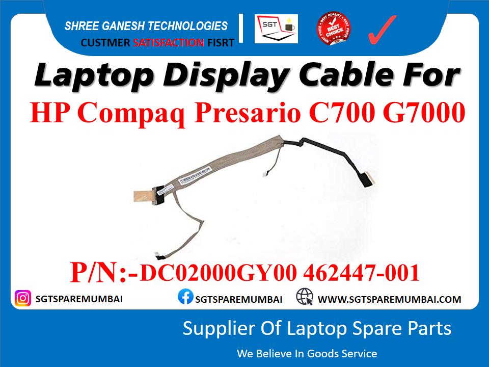 Laptop Display Cable For HP Compaq Presario C700 G7000 P/N:-DC02000GY00 462447-001