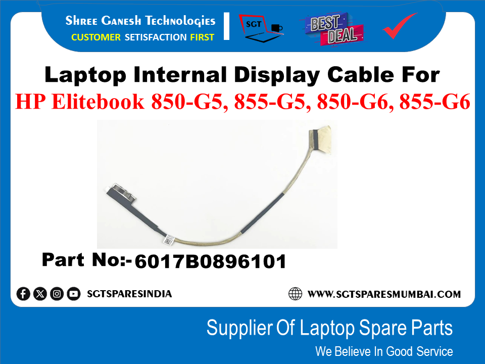 Laptop Internal Display Cable For HP Elitebook 850-G5, 855-G5, 850-G6, 855-G6 Part No:-6017B0896101