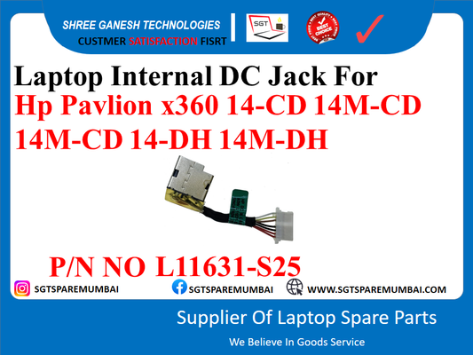 Laptop Internal DC Jack For Hp Pavlion x360 14-CD 14M-CD 14M-CD 14-DH 14M-DH P/N NO L11631-S25