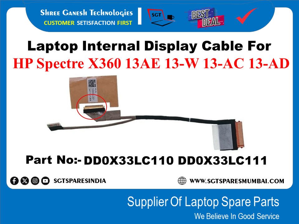 Laptop Internal Display Cable For HP Spectre X360 13AE 13-W 13-AC 13-AD Part No:- DD0X33LC110 DD0X33LC111