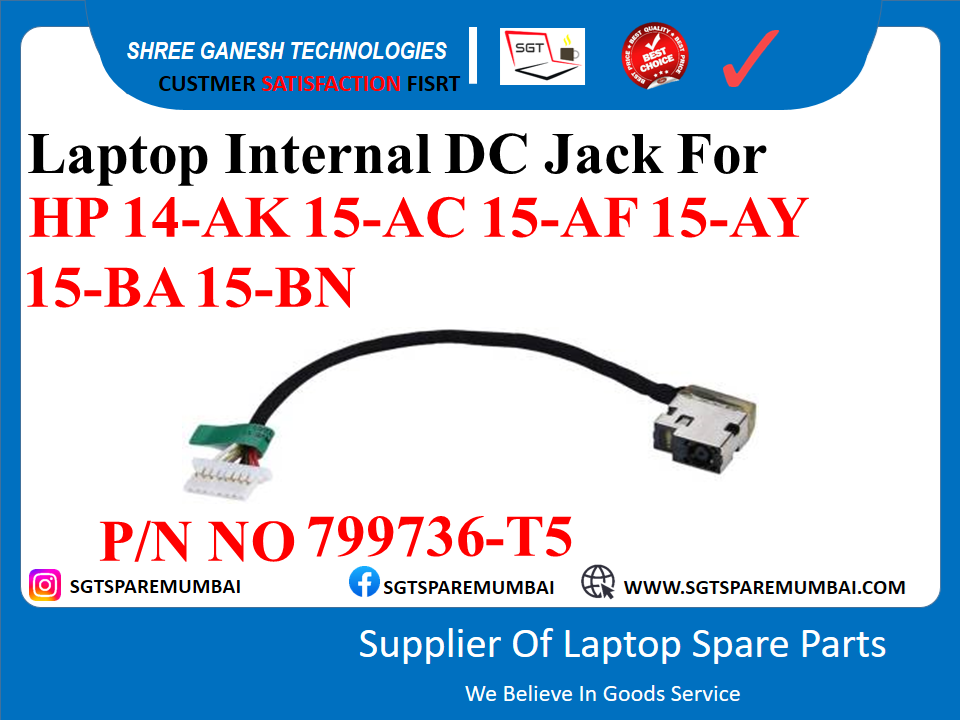 Laptop Internal DC Jack For HP 14-AK 15-AC 15-AF 15-AY 15-BA 15-BN P/N NO 799736-15