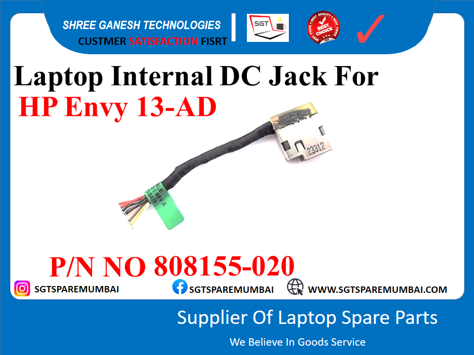 Laptop Internal DC Jack For HP Envy 13-AD P/N NO 808155-020