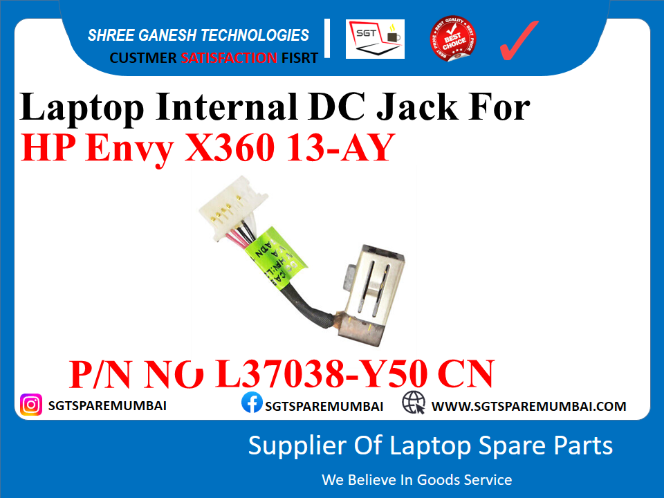 Laptop Internal DC Jack For HP Envy X360 13-AY P/N NO L37038-Y50 CN