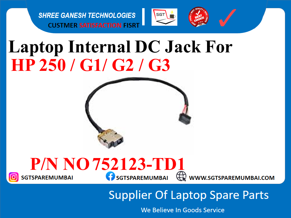 Laptop Internal DC Jack For HP 250 / G1/ G2 / G3 P/N NO 752123-TD1