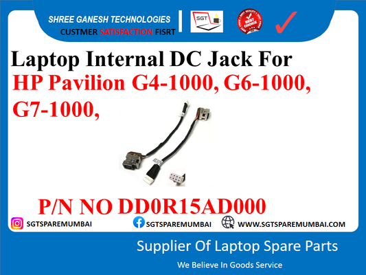 Laptop Internal DC Jack For HP Pavilion G4-1000, G6-1000, G7-1000, P/N NO DDOR15AD000