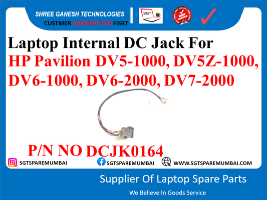 Laptop Internal DC Jack For HP Pavilion DV5-1000, DV5Z-1000, DV6-1000, DV6-2000, DV7-2000 P/N NO DCJK0164