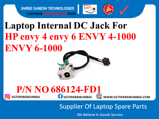 Laptop Internal DC Jack For HP envy 4 envy 6 ENVY 4-1000 ENVY 6-1000 P/N NO 686124-FD1