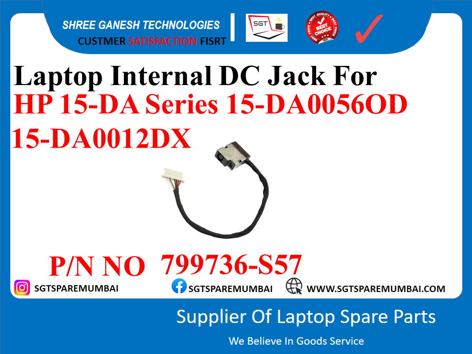 Laptop Internal DC Jack For HP 15-DA Series 15-DA00560D 15-DA0012DX P/N NO 799736-S57