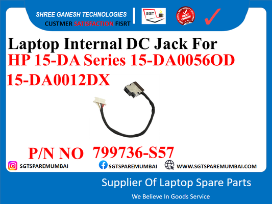 Laptop Internal DC Jack For HP 15-DA Series 15-DA00560D 15-DA0012DX P/N NO 799736-S57