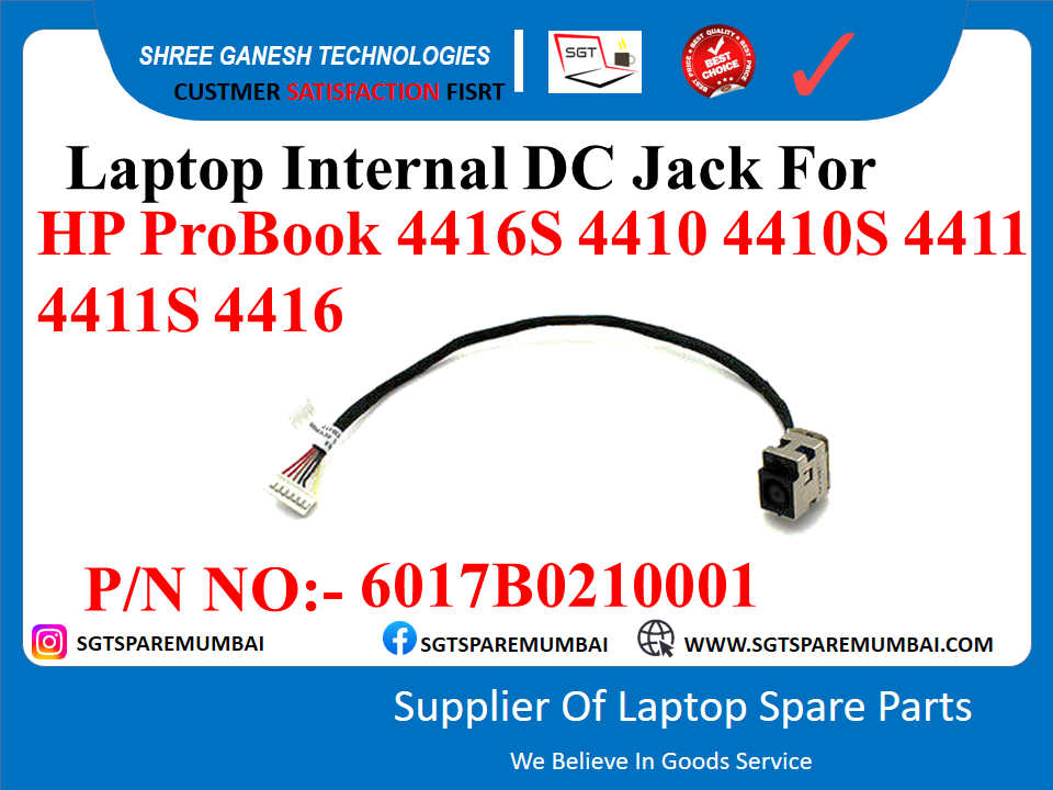 Laptop Internal DC Jack For HP ProBook 4416S 4410 4410S 4411 4411S 4416 P/N NO: - 6017B0210001