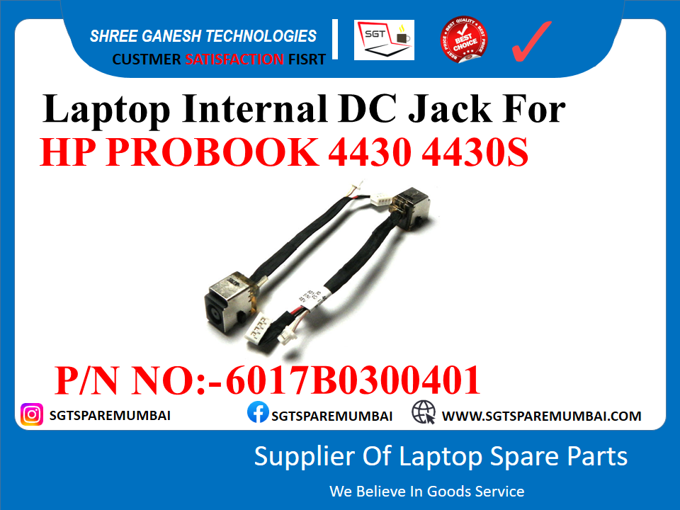 Laptop Internal DC Jack For HP PROBOOK 4430 4430S P/N NO:-6017B0300401