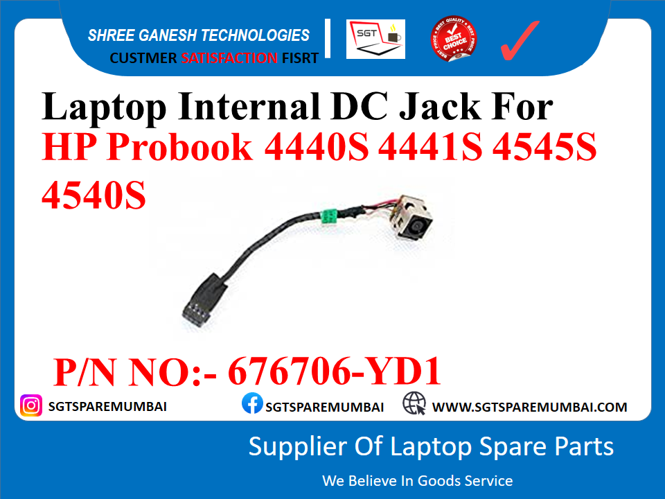 Laptop Internal DC Jack For HP Probook 4440S 4441S 4545S 4540S P/N NO:- 676706-YD1